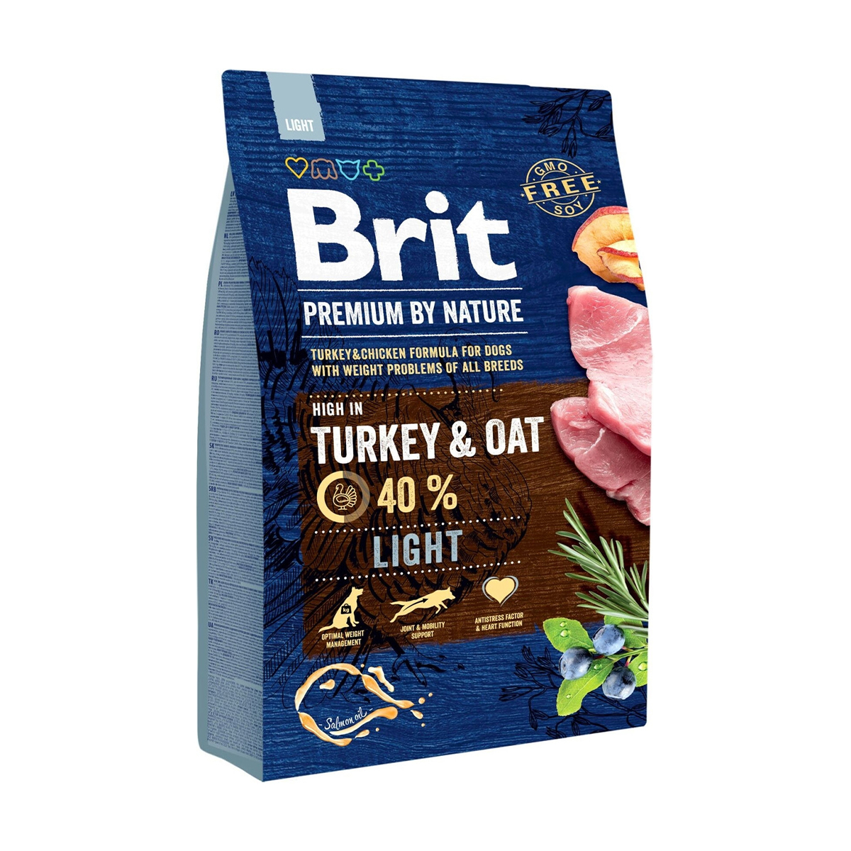 Сухий корм для собак з надмірною вагою Brit Premium by Nature Light з індичкою та вівсом, 3 кг