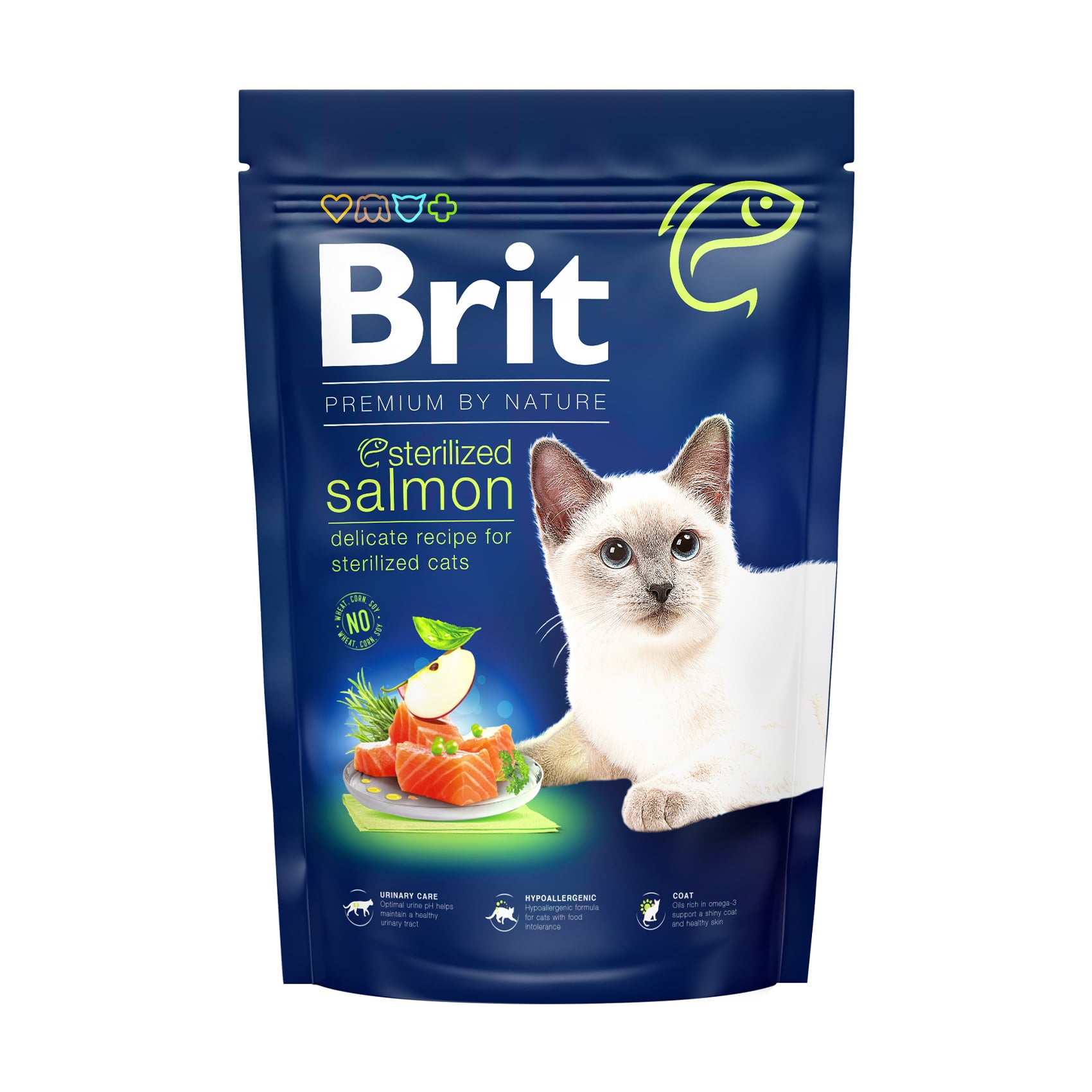 Сухий корм для стерилізованих кішок Brit Premium by Nature Cat Sterilised з лососем, 1.5 кг